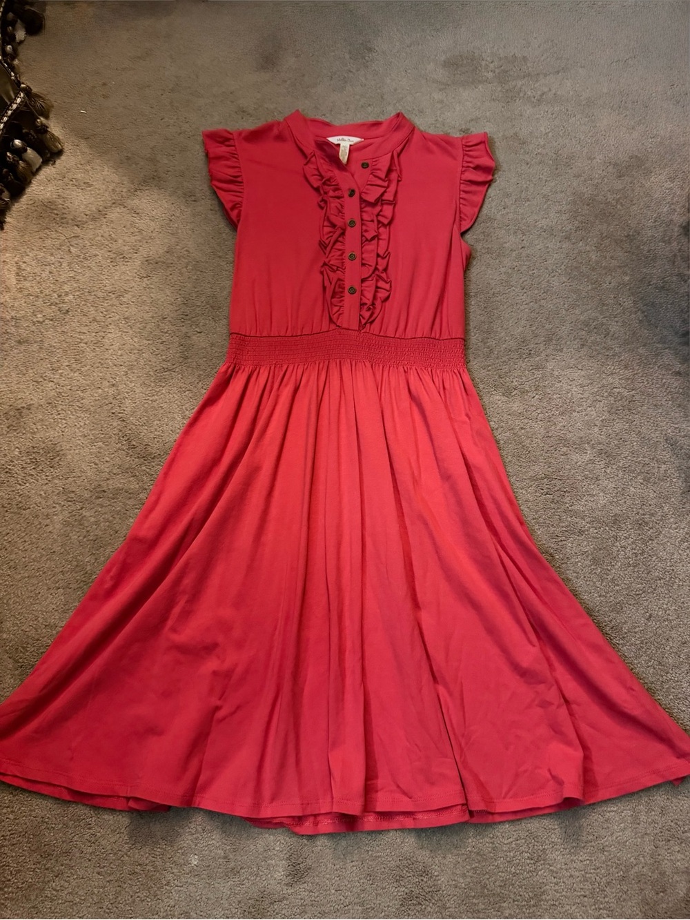 Matilda Jane Women’s Size Small Coral Ruffle-Front Dress